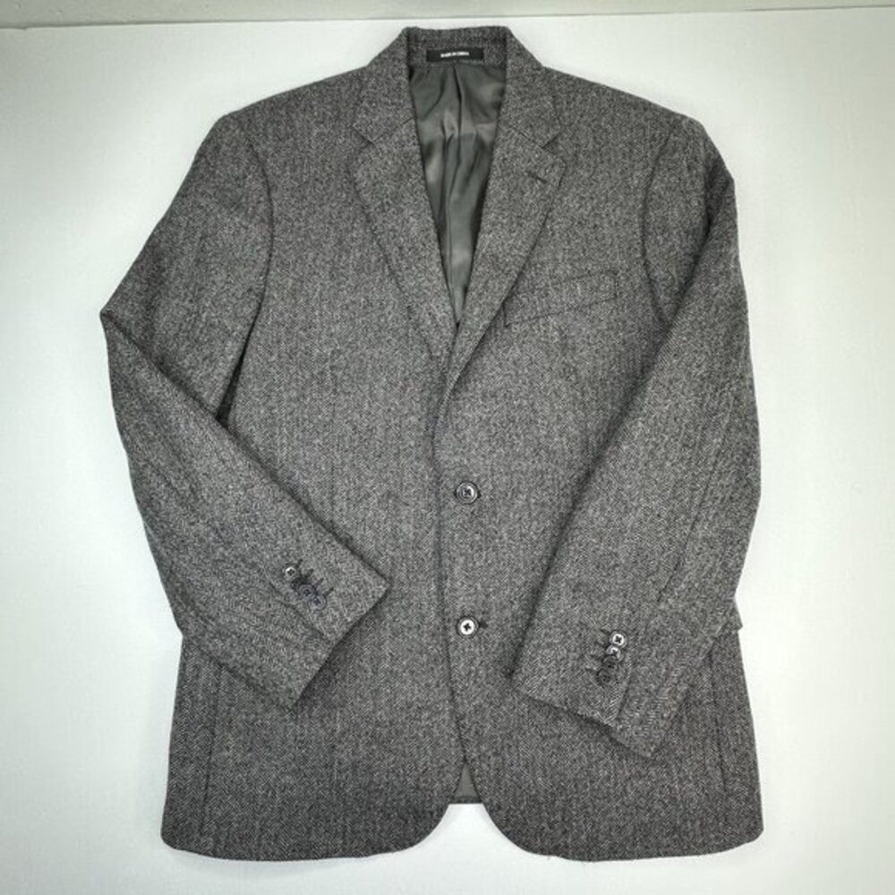 Lauren Ralph Lauren Black Label Mens 40S Slim Fit Grey Wool Herringbone Blazer